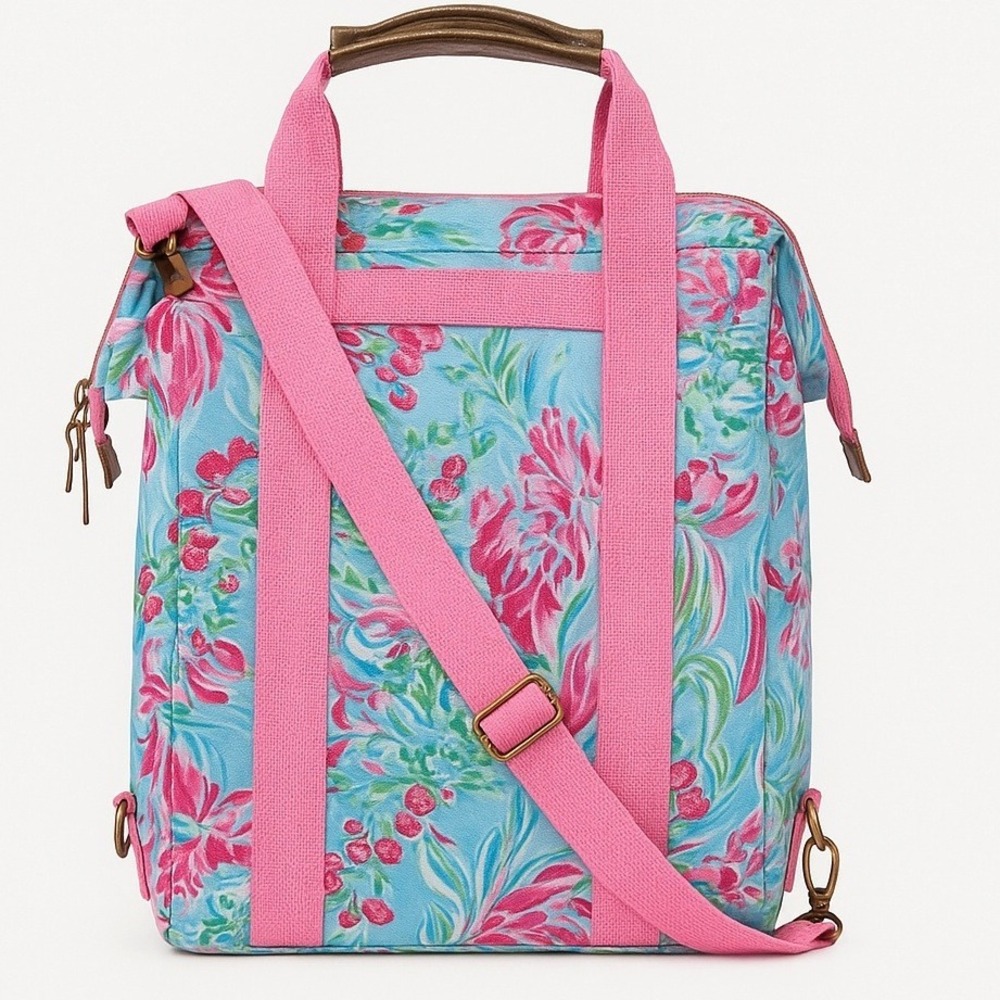 Lilly Pulitzer Backpack Cooler Beach Party Insulated‎ Lunch Box Turquoise Pink